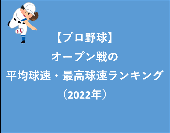 【プロ野球】オープン戦の平均球速・最高球速ランキング（2022年）