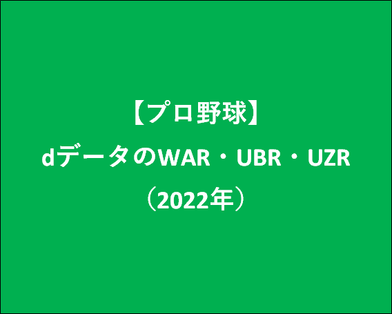 【プロ野球】dデータのWAR・UBR・UZR（2022年）