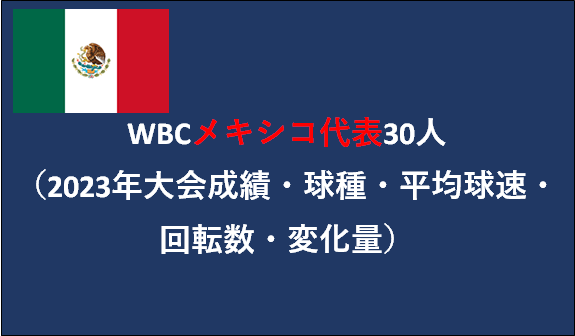 【侍ジャパン】WBCメキシコ代表30人（今大会成績・球種・平均球速・回転数・変化量）